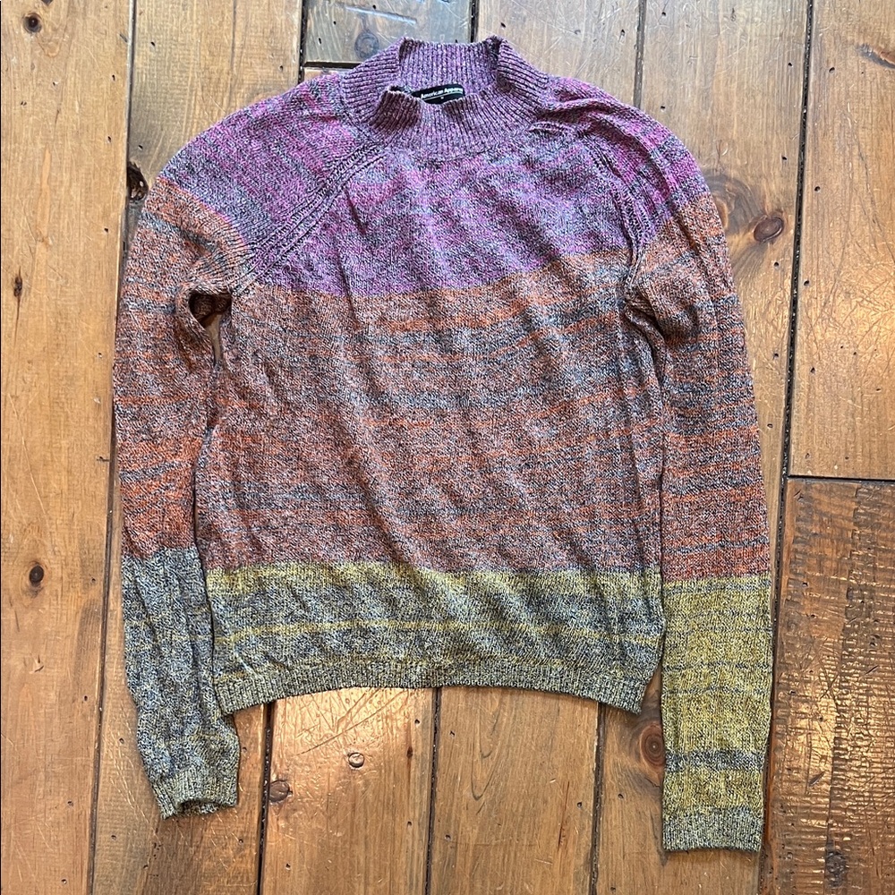 2000s era American Apparel Gaia sweater space dye pink, yellow, orange size M